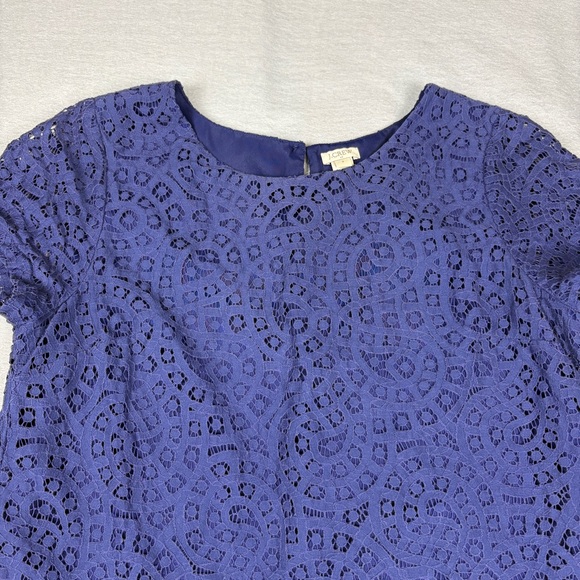 J.Crew Navy Blue Lace Overlay Top Sz 8 - Picture 2 of 9